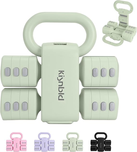 kisnbld Adjustable Dumbbell Set of 2, 4 in 1 Free Weights Dumbbells Set for Women with Fast Adjustment, Each 2lb 3lb 4lb 5lb Hand Weights Set for Home Gym & Outdoor Exercise Training