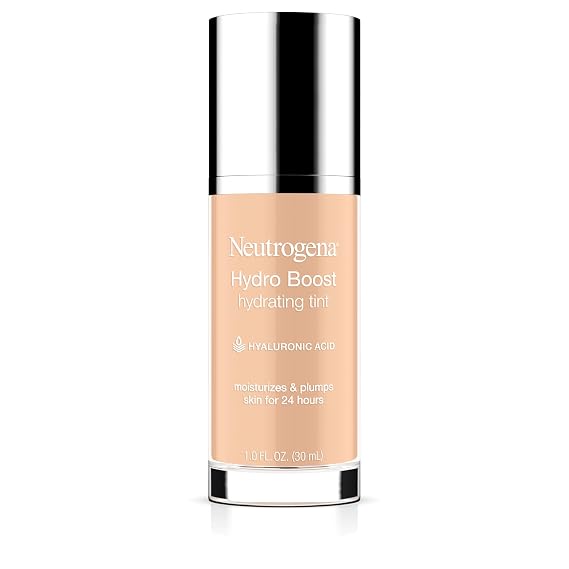 Neutrogena Hydro Boost Tint Foundation Makeup, 10 Classic Ivory, 1.0 fl oz | Foundation Makeup for Dry Skin, with Hyaluronic Acid, Lightweight Oil-Free Water Gel, Non-Comedogenic