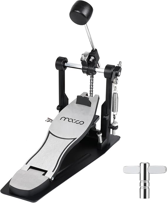 Bass Drum Pedal,Single Bass Drum Pedal Come with Classic Felt Beater Stick for Drum Set Instrument,Doulbe Chain Bass Drum Pedal for Beginner & Professional Drummers