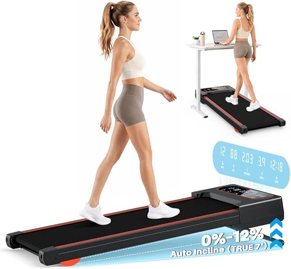 Walking Pad Treadmill with Auto Incline 12%-12Level,