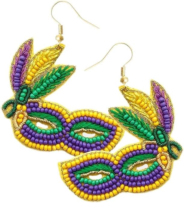 Mardi Gras Party Mask Dangle Earrings