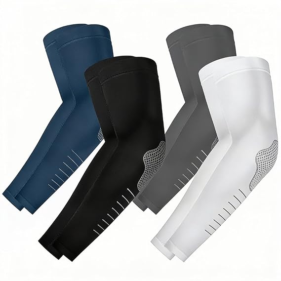 Arm Sleeves, UPF 50+ Cooling Arm Compression Sleeve for Women Men, Sun Protection UV Blocking Arm Protection Sleeves, 4 Pairs Arm Sleeve for Golf Baseball Football Running Cycling Driving