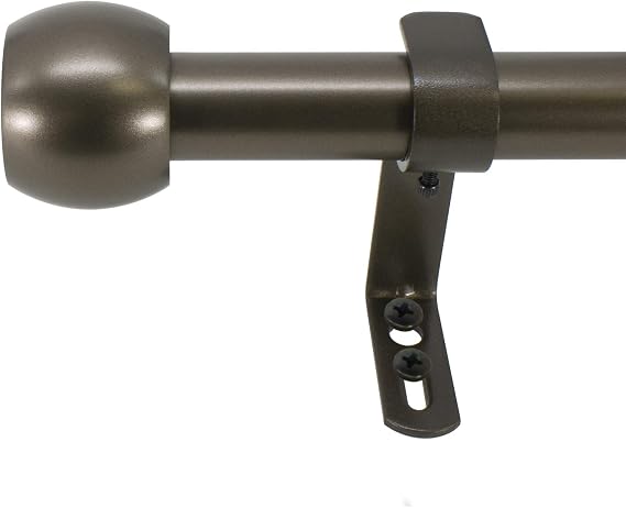 Decopolitan 1" Knob Curtain Rod Set, 18 to 36 Inches, Bronze,29546-DB18