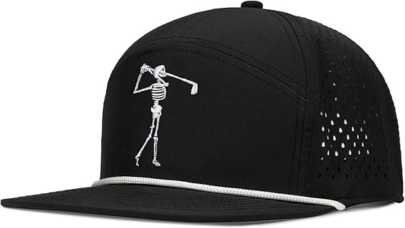Bamveio Funny Golf Hats Flat Bill for Men Women,Golf Gifts Skull Baseball Cap for Adults Humor