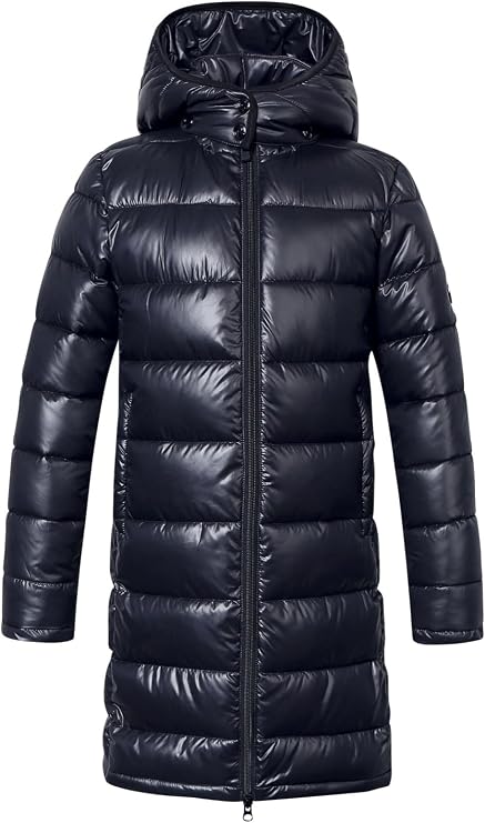 Covalliero Children's Quilted Long Coat in Dark Navy GCW233226758