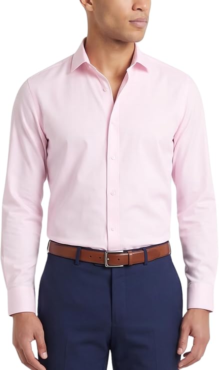 Tom Baine Men's Slim Fit Performance Dress Shirt 4-Way Stretch, Wrinkle Free, Long Sleeve Solid Button Down