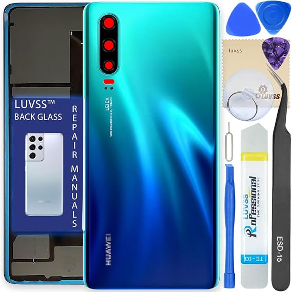LUVSS Back Glass Cover Replacement Compitable for Huawei P30 Pro Rear Cover + Camera Lens + Repair Manual DIY Tools Kit (Aurora)
