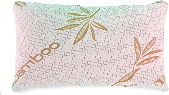 Sleep&Snuggle Bamboo Memory Pillow - Hypoallergenic Shredded Foam Pillow - Optimal for Side & Back Sleepers - Neck & Shoulder Support