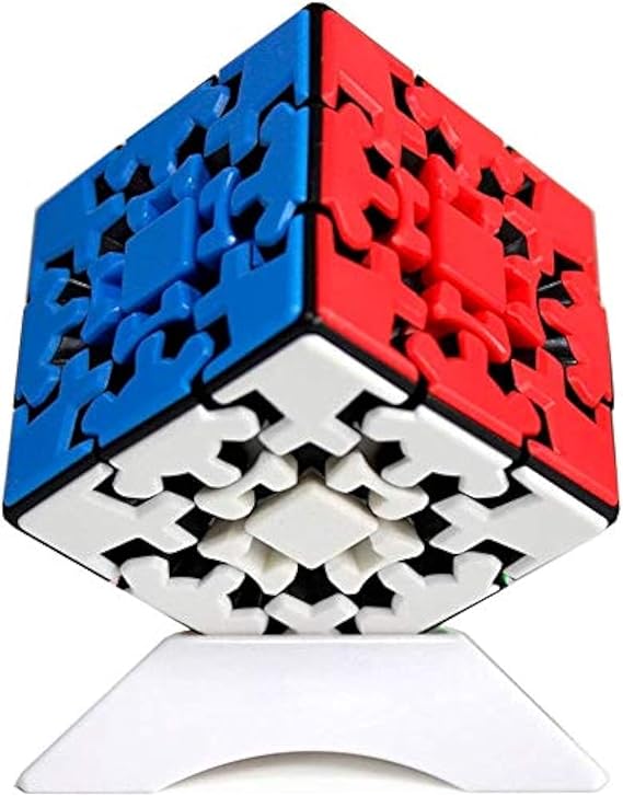 Gobus Oostifun 3x3 Gear Cube Puzzle KungFu 3D Puzzle 3x3x3 Cubes Smooth Twist Puzzles with One display Stand (Multicolour Stickerless)