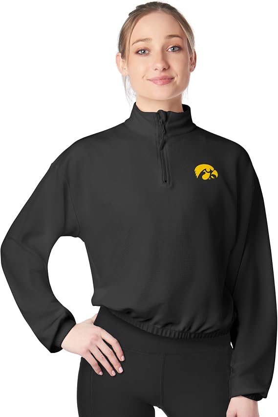 CERTO NCAA Quarter Zip Cropped Pullover, Long Sleeve Sweatshirt
