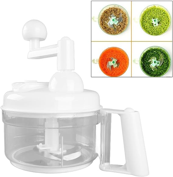 Mini Food Chopper, Salsa Maker Mini Food Processor Mixer Blender Manual Vegetable Chopper Full Function Hand Cranked Vegetable Cutter for Onion Garlic Salad Meat Fruit Ice
