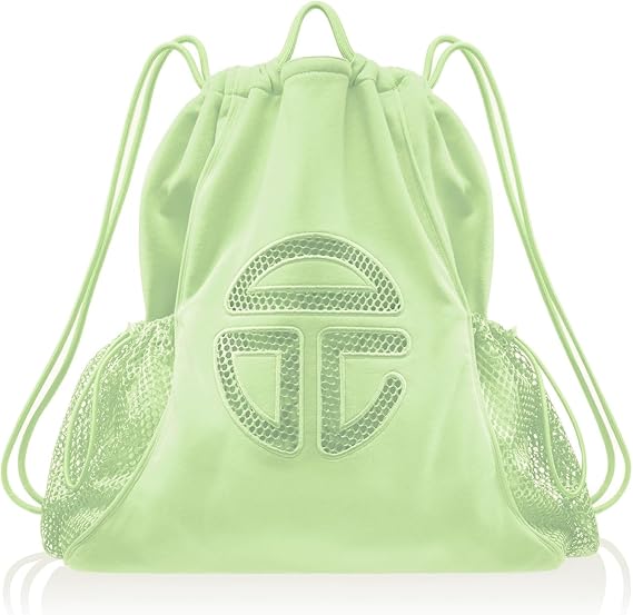 TELFAR String Bag - Pistachio | Unisex Cotton-Poly Drawstring Bag | Breathable Mesh Pockets | Laser Cut Logo | Casual & Athletic