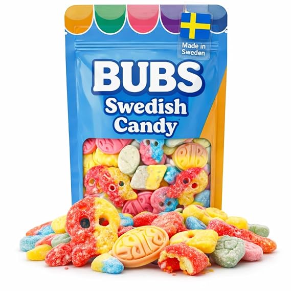 Bubs Swedish Candy Mix - Sweet Assorted Confection Collection with Skull and Bub Shapes, Sour and Sweet Flavors