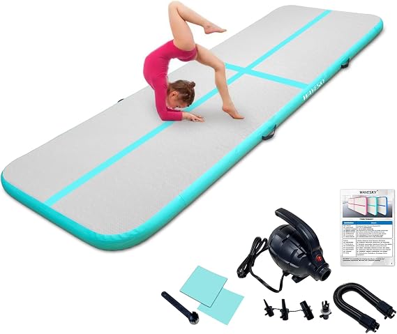 Aufblasbare Air Matte Tumble Track 3m/4m/5m Tumbling Matte Turnmatte 10cm hoch rutschfeste Gymnastikmatte für Zuhause Outdoor Fitness Yoga Training Cheerleading