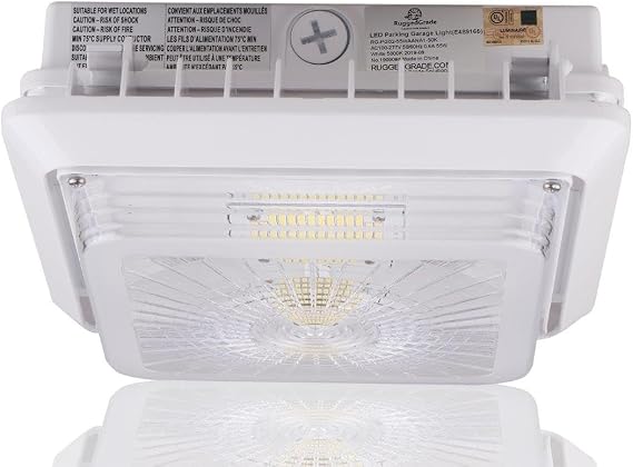 RuggedGrade 55W Polaris II Series LED Canopy Light Ceiling Mount | 7,050 Lumens - 5000K Bright White - Replaces 125-175W Metal Halide - Gas Station & Garage Lighting - DLC 5.1 Premium