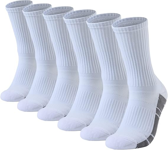 Athletic Hiking Socks for Mens and Womens Arch Support Compression With Cushion Moisture Wicking Crew Socks 3 Pairs
