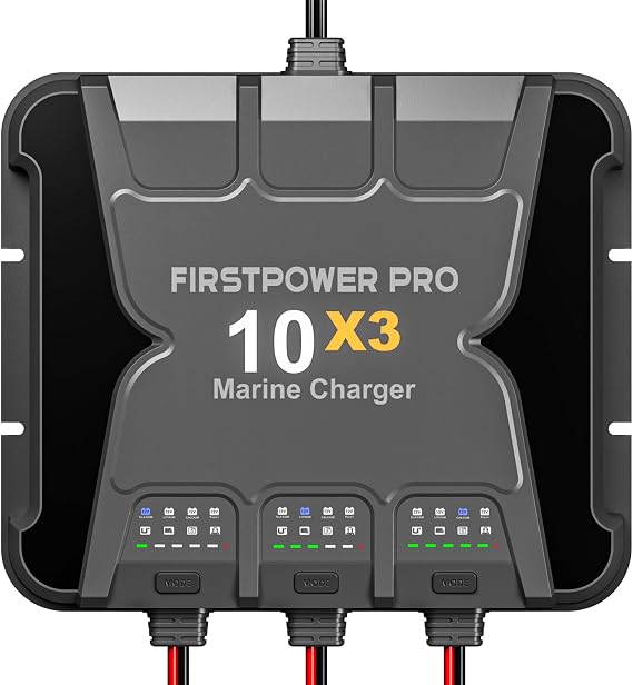 3 Bank Marine Battery Charger 10X3, 30A (10A/Bank) - 12V Boat Charger
