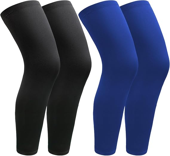 2 Pairs Leg Sleeves,Full Leg Compression Sleeve,Sports Compression Long Knee Sleeve with Anti-slip Silicone Strips