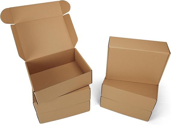 HORLIMER 6 Pack Shipping Boxes 305x229x100 mm (12x9x4 inch), Brown Corrugated Cardboard Boxes for Small Item Packaging, Secure Storage and Business