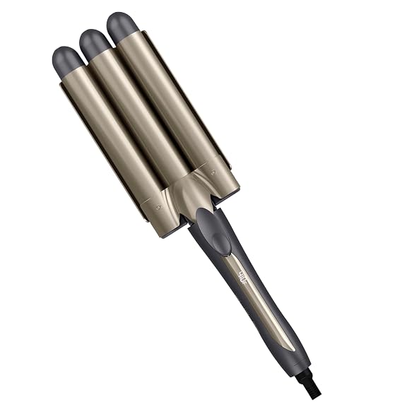 Infiniti PRO CONAIR Triple Barrel Waver Curling Iron, 3-Barrel Hair Waver to Create Long-Lasting Beachy Waves, for use on Medium to Long Hair, Dual Voltage, Gray