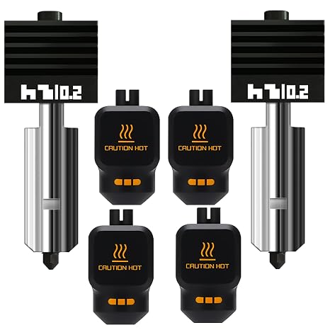 2-Pack Upgraded 0.2 mm Hotend Kit for Bambu Lab P2S/X2D/H2D/H2C/H2S (with 4 Silicone Sleeves) Extruder Include Hardened Steel Nozzle and Electroplated Heating Block for 3D Printer Accessories