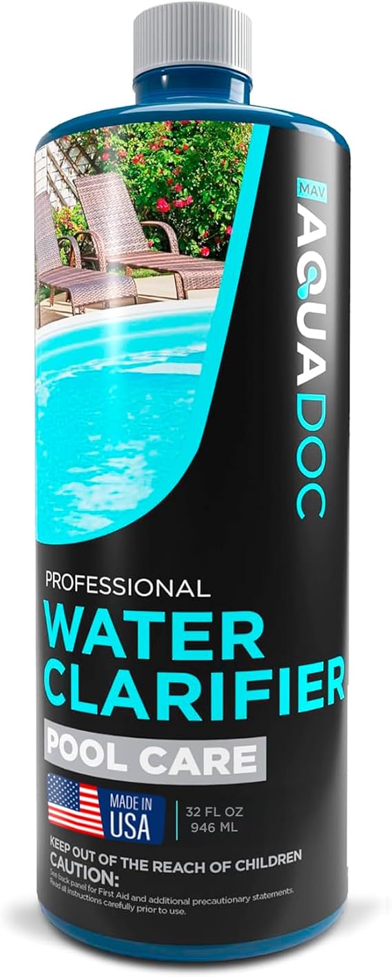 AquaDoc Pool Clarifier Liquid for Cloudy Water Treatment - 32oz | Fast Acting Clarifier for Clear Pool Water in Inground, Above Ground & Saltwater Swimming Pools - Made in USA