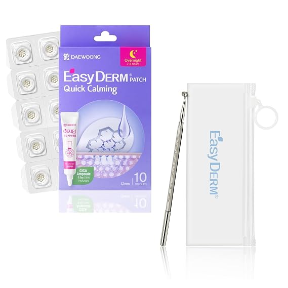 EasyDerm Quick Calming Magnesium Patches and Acne Treatment Tool 2-in-1 Pimple Popper