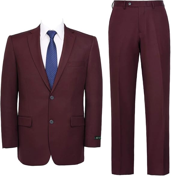 Mens Slim Fit 2 Piece Suit Notch Lapel Side Vent Single Breasted Two Button Jacket Blazer Formal Wear for Mens