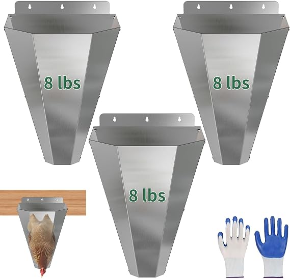Medium Chicken Kill Cone for Butchering 3-Pack Stainless Steel Killing Cone