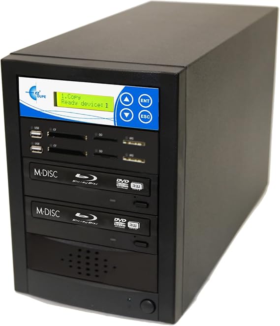 EZ Dupe 1 to 1 Media Mirror Plus Duplicator - Flash (SD/CF/MS/MMC/USB) & Disc (Blu-Ray/DVD/CD) to 1 Media / 1 Disc Copy Copier Multimedia Backup (M1001-SSPBD)