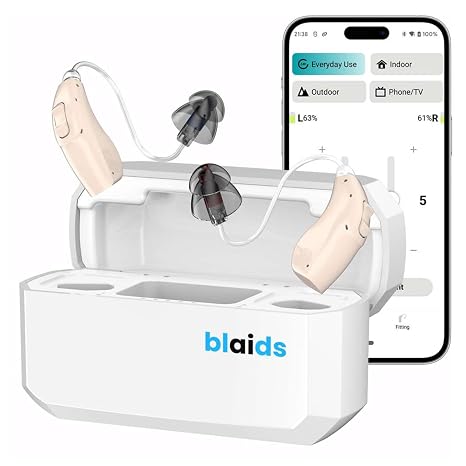 BlaidsX Neuro Hearing Aids for Seniors & Adults Rechargeable OTC Hearing Aid with Bluetooth Streaming, Noise Cancellation, Audiologist App, 48-Channel DSP | FDA-Registered, USA-Designed
