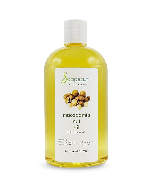 Soapeauty Macadamia Nut Oil | 100% Pure Cold Pressed | Natural Carrier Oil for Skin, Hair & Face | Moisturizing Body Oil | 12 fl oz