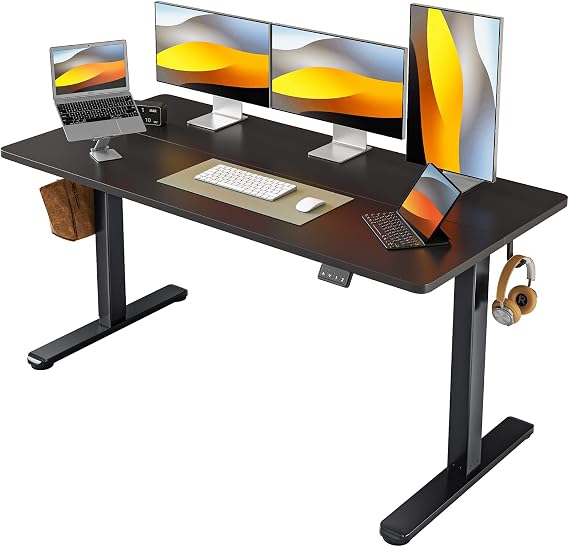 FEZIBO Electric Standing Desk, Height Adjustable Stand up Desk, 60 x 24 Inches Sit Stand Home Office Desk, Computer Desk, Black