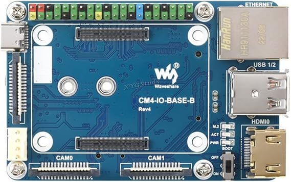 Mini Base Board Designed for Raspberry Pi Compute Module 4 with CSI/DSI/RTC/FAN/HDMI/USB/RJ45 Connectors etc @XYGStudy (CM4-IO-BASE-B)