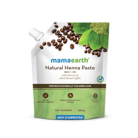 Mamaearth Heena Paste with Dark Roast Coffee | Ready-to-Use for Naturally Colored Hair | Helps Reduce Premature Graying & Gives Long Lasting Natural Color | 7.05 Oz/200g