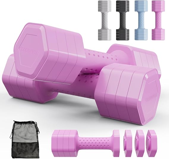 Cloudfire Adjustable Dumbbells Set,2 x 2.5kg Free Weights with Soft Grip Handle, 4-in-1 Weights Dumbbells Set,Hand Weights for Women Men,Adjustable Dumbbell Pair for Home Gym Fitness Training