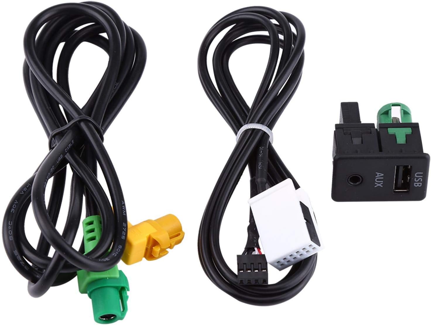 Qiilu USB Switch Cable Harness, 150cm Car AUX Switch & USB Wire Cable Adapter Socket with Wire Harness for 3 5 Series E87 E90 E91 E92 X5 X6