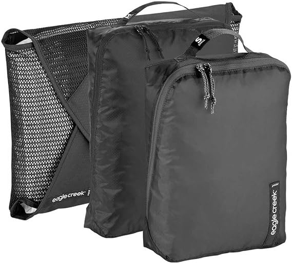 Eagle Creek Pack-It Starter Set - Suitcase Organizer Bags Set with Wrinkle-Free Garment Folder and Travel Packing Cubes, Black