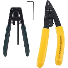 Fiber Optic Splicing Tool Kit Professional Grade 3 Port Pliers Precision Optical Fiber Stripper Cable Coating Scissors for Network Technicians Black with Hex Wrench