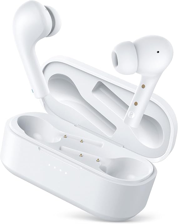 Wireless Earbuds, TWS Bluetooth 5.3 Headphones with Wireless Charging Case, Noise Canceling Mics, 50H Playtime, IPX6 Water Resistance, Hi-Fi Stereo Earphones for iPhone and Android White