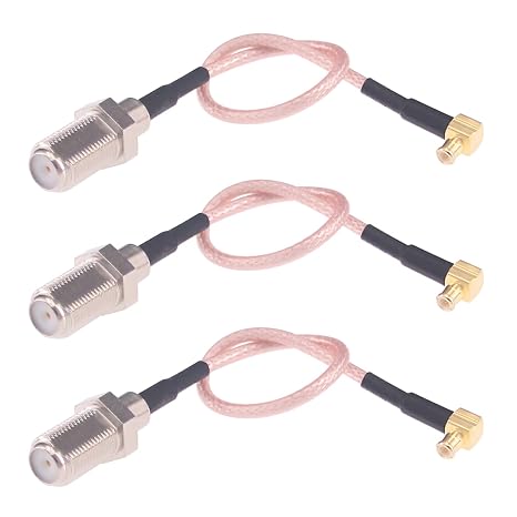 3pcs RF coaxial Coax MCX Male Right Angle to F Type Female Cable RG316 15cm 6in(F163-3)