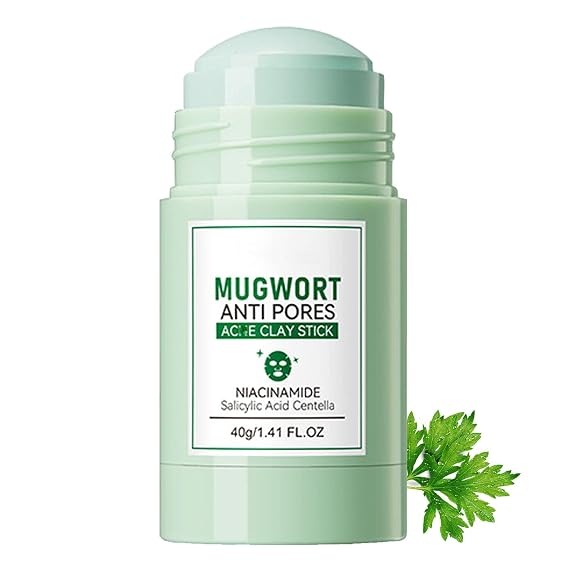 Mugwort Clay Mask Stick, Mugwort Clay Stick for Excess Oil Control, Deep Pore Cleansing, Gentle Exfoliating Care, Balance Oily-Looking Skin & Smoother-Looking Texture