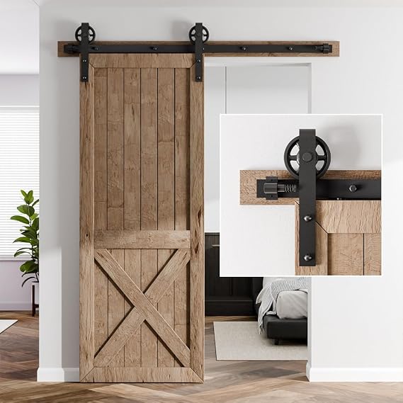 60"/5FT Sliding Barn Door Hardware Track Kit for Single Door, Combination Track Mode Barn Door Kit, Barn Door Track and Hardware Kit Fit
