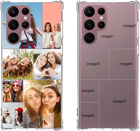 Custom Phone Case for Samsung Galaxy S22 Ultra 5G, Personalized Multi-Picture Collage Photos Phone Cases ,Customized Name Phone Cover for Birthday Xmas Valentines Her and Him,Uartify Clear Case