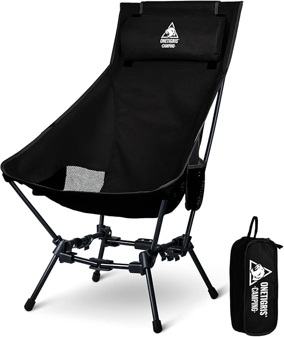 ONETIGRIS Dragonhide Oversized Camping Chair with Pillow Design, Comfortable Widened Seat Folding, 275 lbs Capacity