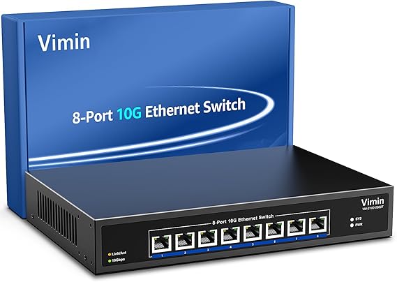 8 Port 10G Ethernet Switch Unmanaged Plug & Play Desktop/Rack Mount