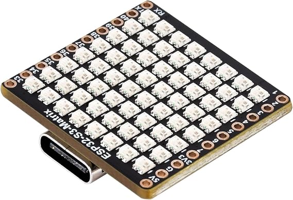 waveshare ESP32-S3 RGB LED Matrix Development Board,Onboard 88 RGB LED Matrix,QMI8658C Attitude Sensor,Adopts ESP32-S3FH4R2 Chip with Dual-core Processor,Supports Wi-Fi,Bluetooth 5 (LE)