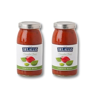 DeLallo Pomodoro Fresco Tomato Basil Pasta Sauce, Handcrafted in Small Batches, All Natural, Gluten Free, Non-GMO, No Added Sugar, 25.25 oz Jar 2 Pack