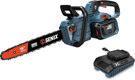 SENIX Cordless Chainsaw,60V 16" Battery Chainsaw | Brushless Electric Chainsaws,Cordless Chain Saw, 4Ah Battery & Charger,Garden Tool for Pruning, Branch Trimming,Gifts for Man