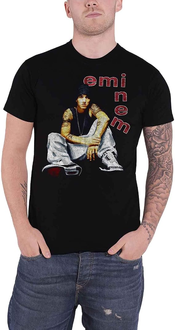 Eminem Men's Letters Slim Fit T-Shirt XX-Large Black